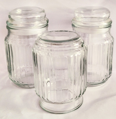 pieis Glass Cookie Jar  - 550 ml(Pack of 3, Clear)