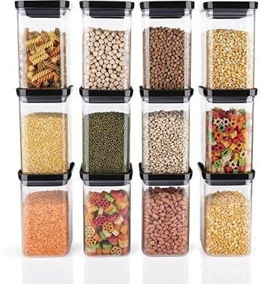 Nestland - Make Your Self a Priority Plastic Fridge Container  - 1100 ml(Pack of 12, Black)