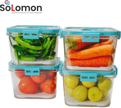 Solomon Plastic Grocery Container  - 1400 ml(Pack of 4, Blue)
