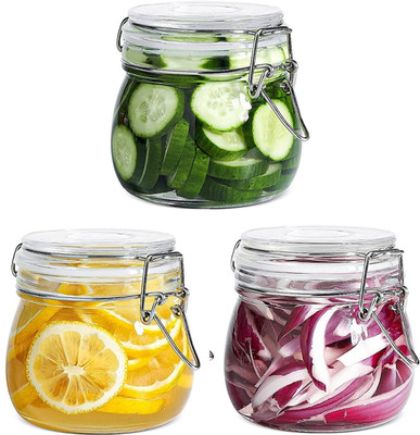 GOOD TO GREAT CREATION Glass Grocery Container  - 500 ml(Pack of 3, Clear)