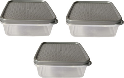 Lufrap Plastic Fridge Container  - 500 ml(Pack of 3, Grey)