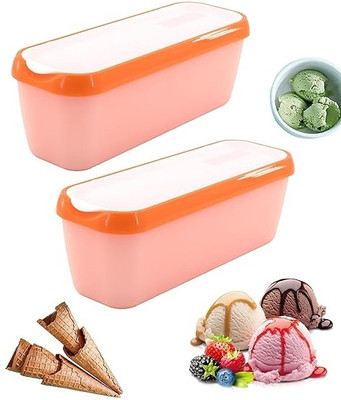 Besillia Plastic Fridge Container  - 1.5 L(Pack of 2, Orange)