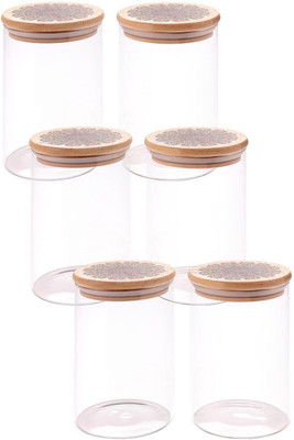 KUBER INDUSTRIES Glass Utility Container  - 1000 ml(Pack of 6, Clear)