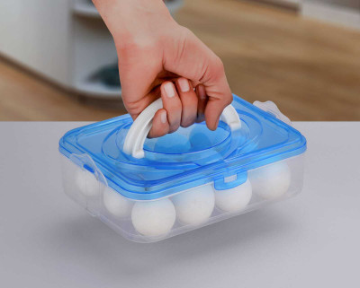 KitchHaven Plastic Egg Container  - 1 dozen(Blue)