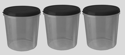 AK HUB Plastic Grocery Container  - 7500 ml(Pack of 3, Black)