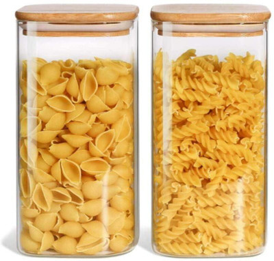 KDZONE Glass Grocery Container  - 1400 ml(Pack of 2, Clear)