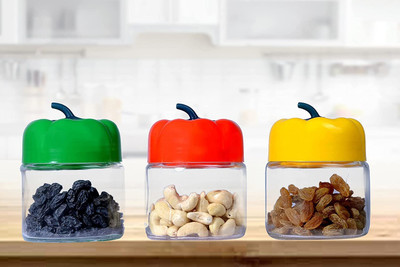 Avastro Glass Tea Coffee & Sugar Container  - 200 ml(Pack of 3, Clear)