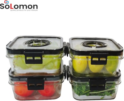 Solomon Plastic Grocery Container  - 700 ml(Pack of 4, Black)