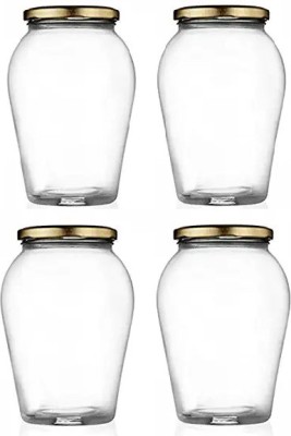 Tap2kaart Glass Grocery Container  - 1000 ml(Pack of 4, Clear, Gold)