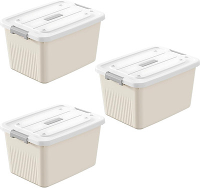 MT BROTHERS Plastic Utility Container  - 9 kg(Pack of 3, Beige)