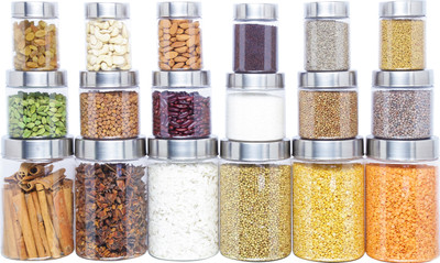 KOLORR Plastic Grocery Container  - 300 ml, 500 ml, 1400 ml(Pack of 18, Clear)