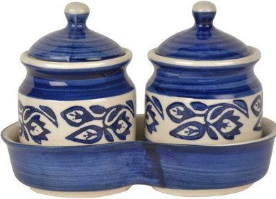 Your Local Store Ceramic Pickle Jar  - 200 ml(Pack of 2, Blue)