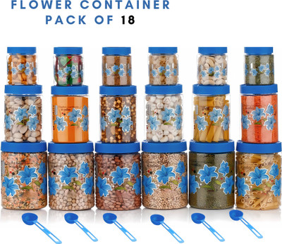 Coolequal Plastic Grocery Container  - 1250 ml, 650 ml, 350 ml(Pack of 18, Blue)