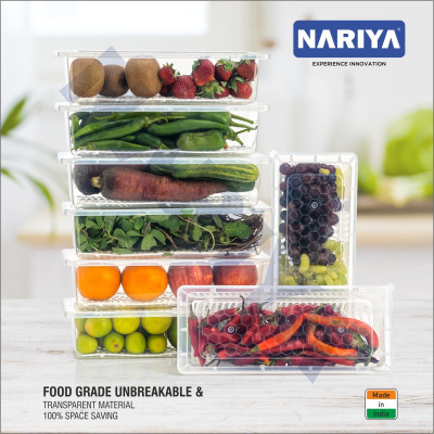 nariya Plastic Fridge Container  - 1500 ml(Pack of 10, Clear)