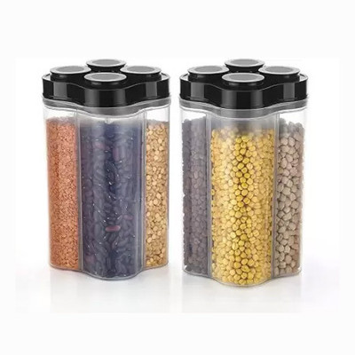 ADMONITION Plastic Grocery Container  - 2500 ml(Pack of 2, Clear, Black)
