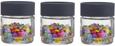 N H Enterprise Glass Grocery Container  - 500 ml(Pack of 3, Grey)
