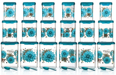 Sentricus Plastic Grocery Container  - 350 ml, 650 ml, 900 ml(Pack of 18, Blue)