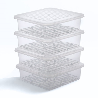 SKYHEART Plastic Fridge Container  - 2500 ml(Pack of 4, Clear)