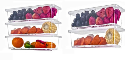 Zubix Plastic Fridge Container  - 1500 ml(Pack of 6, Clear)