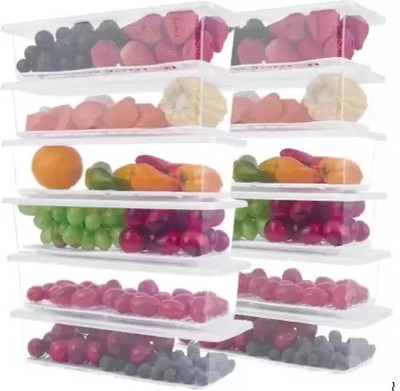 DEEJET Plastic Fridge Container  - 1500 ml(Pack of 12, White)