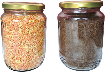 MinionThings Glass Tea Coffee & Sugar Container  - 550 ml(Pack of 2, Gold)