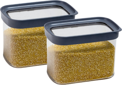 Stacpro Polypropylene, Plastic Grocery Container  - 1100 ml(Pack of 2, Grey)