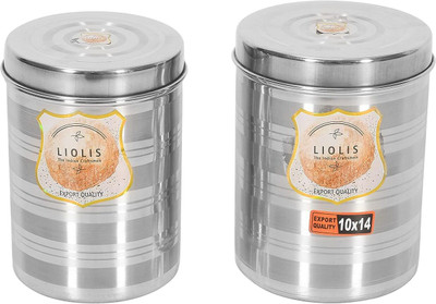 Liolis Steel Grocery Container  - 200 ml(Pack of 2, Silver)