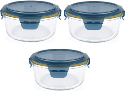 IndusBay Glass Utility Container  - 900 ml(Pack of 3, Blue)