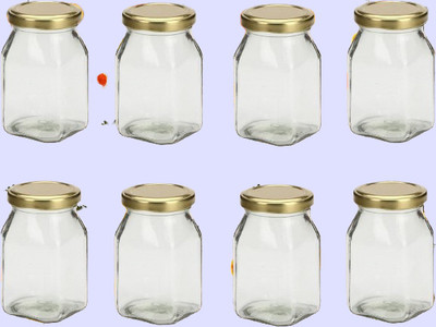 AFAST Glass Grocery Container  - 400 ml(Pack of 8, Clear)