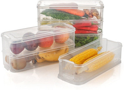 Oblivion Plastic Fridge Container  - 1500 ml(Pack of 3, White)