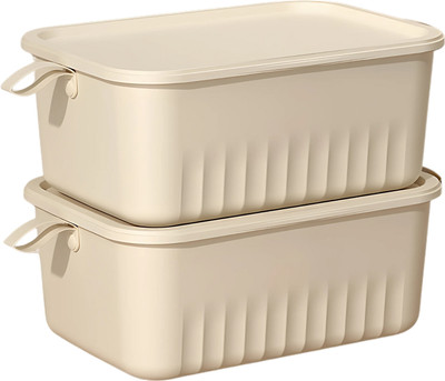 HoopVool Plastic Utility Container  - 12 L(Pack of 2, Beige)