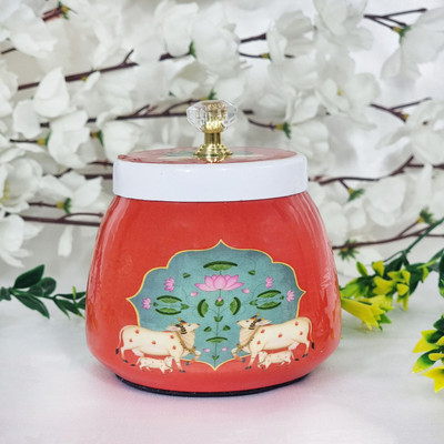 Diwam handicrafts Iron Tea Coffee & Sugar Container  - 950 g(Red)