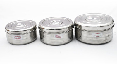 KARVA GROUP Stainless Steel Utility Container  - 1.5 L, 2 L, 2.5 L(Pack of 3, Silver)
