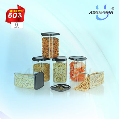 AIROMOON Plastic Grocery Container  - 1200 ml(Pack of 6, Clear)