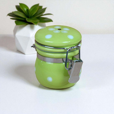 Kookee Ceramic Grocery Container  - 100 ml(Green)