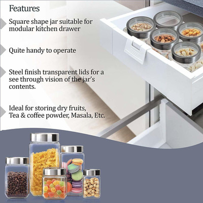 Antique Buyer Glass Grocery Container  - 1000 ml(Pack of 6, Clear)