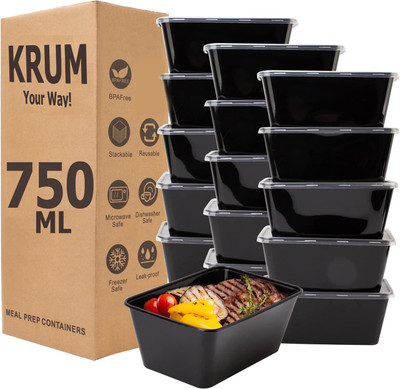 KRUM Plastic Utility Container  - 750 ml(Pack of 50, Black)