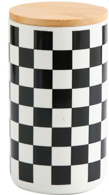 KUBER INDUSTRIES Ceramic Utility Container  - 1000 ml(Black, White)