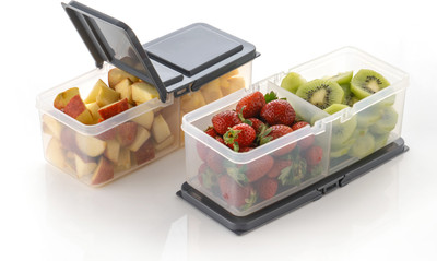 KLARISH Plastic Fridge Container  - 1 L(Pack of 2, Grey)
