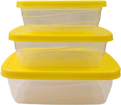 Gift Collection Plastic Fridge Container  - 1800 ml, 1000 ml, 600 ml(Pack of 3, Yellow)