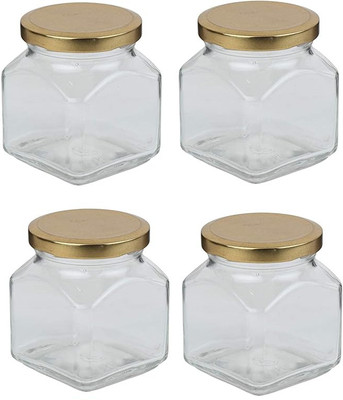 Pure Source India Glass Cookie Jar  - 100 g(Pack of 4, Clear)