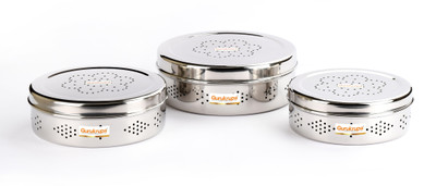 Gurukrupa Stainless Steel Utility Container  - 800 ml(Pack of 3, Silver)