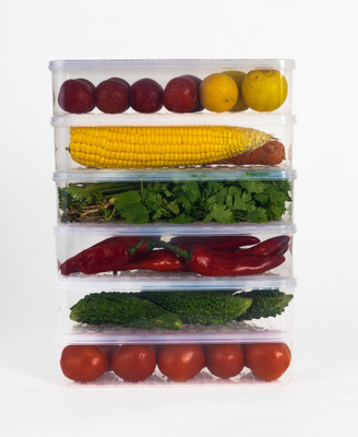UNDERZZONE Plastic Fridge Container  - 1000 ml(Pack of 6, White)