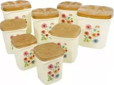 Krique Plastic Grocery Container  - 500 ml, 1000 ml, 2000 ml, 3000 ml(Pack of 8, Brown)