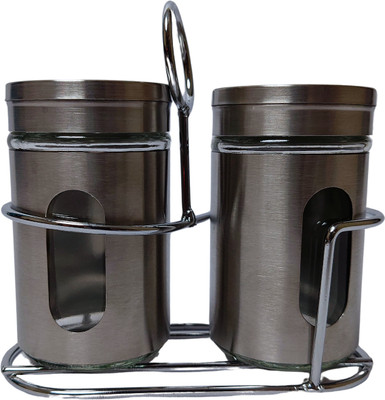 Shiva Mart Glass Utility Container  - 100 ml(Pack of 2, Silver)