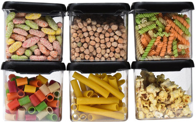 busaji enterprise Plastic Grocery Container  - 500 ml(Pack of 6, Black)