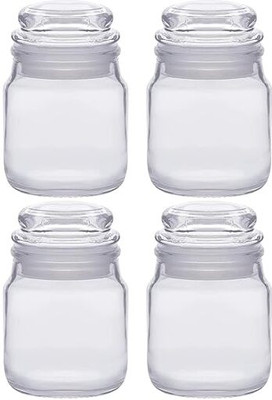 nrgenterprise Glass Grocery Container  - 100 ml(Pack of 4, White)