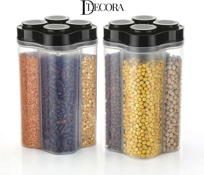DDecora Plastic Grocery Container  - 2400 ml(Pack of 2, Black)