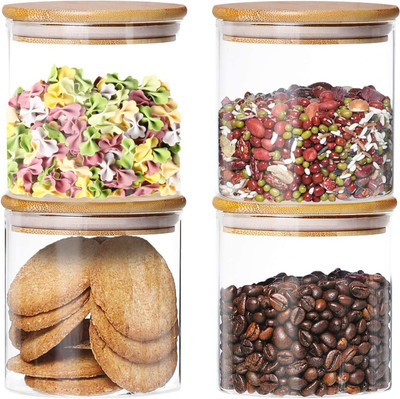 Rawal Glass Grocery Container  - 600 ml(Pack of 4, Clear)