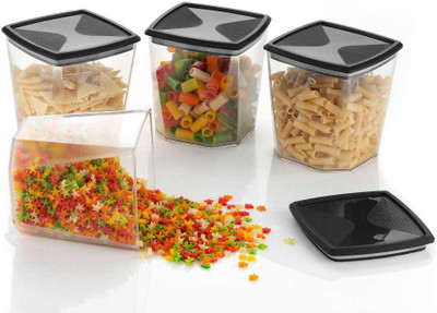 Itech Plastic Grocery Container  - 800 ml(Pack of 6, Black)